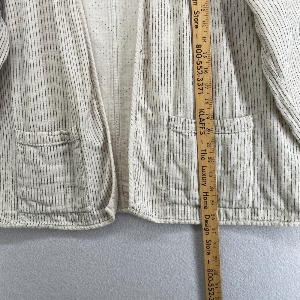 Eileen Fisher Jacket XL Reversible Organic Cotton Open Front Polka Stripe Beige - Picture 13 of 14